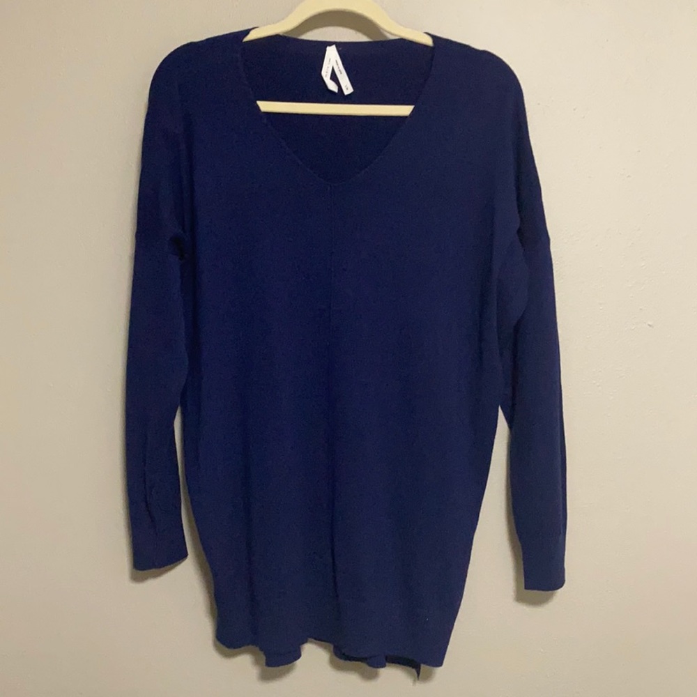 V-Neck tunic sweater - Blue